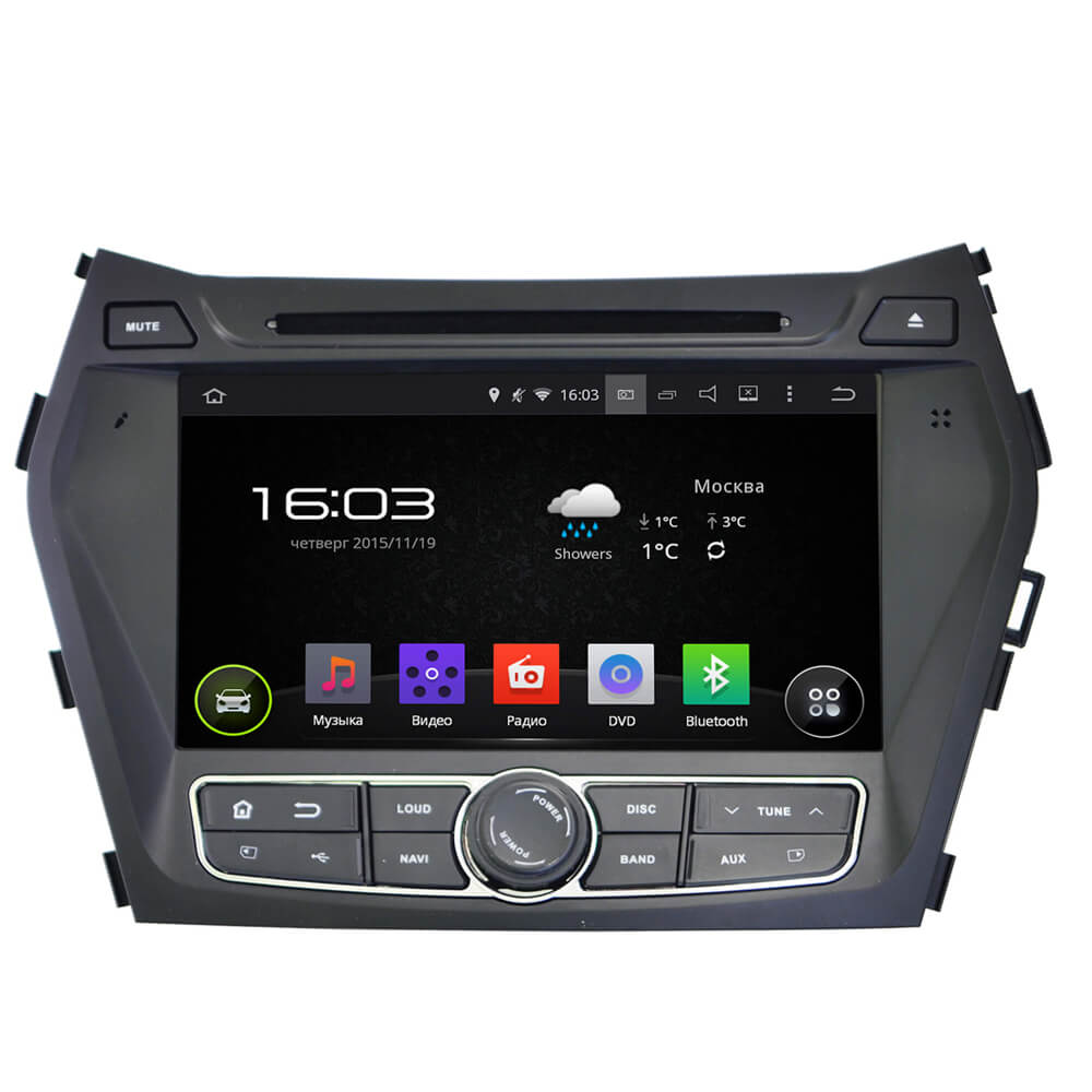 Штатная автомагнитола на андроиде 5.1 Hyundai Santa Fe III (2012 - 2018), Hyundai Grand Santa Fe III (2015 - 2016) с GPS-навигацией и Bluetooth Incar AHR-2483
